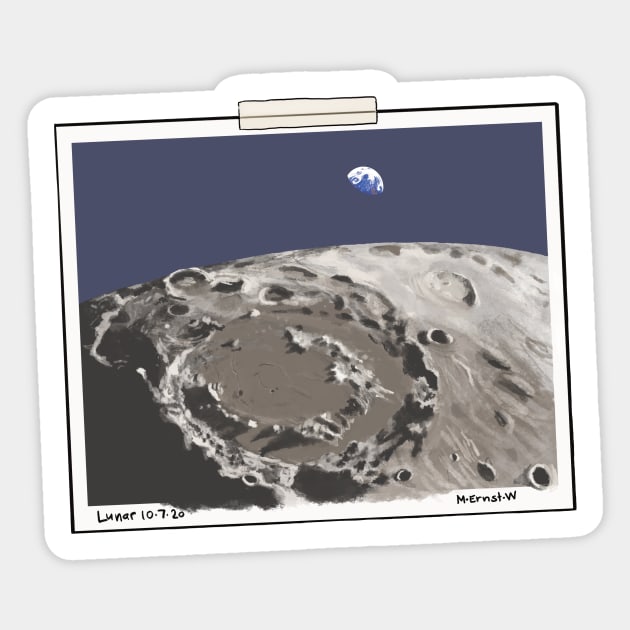 Earthrise From A Lunar Landscape Sticker by mernstw